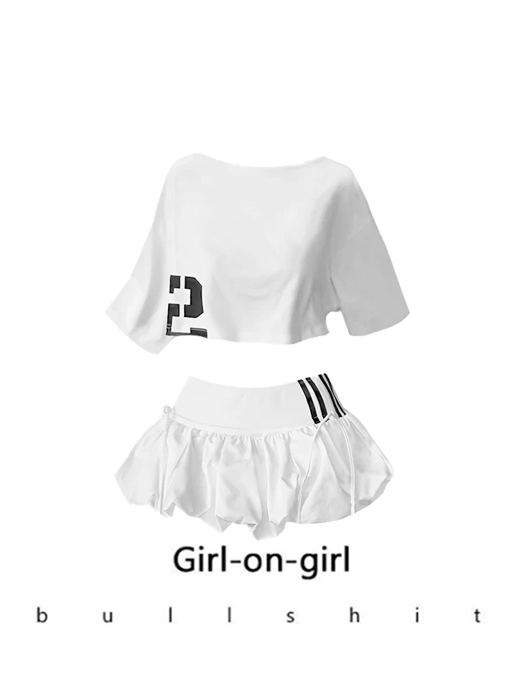 

Белая юбка с цветочным принтом для похудения, женский комплект Faion, весна-лето, свободный комплект Spor Sle ort Sve, комплект из двух предметов