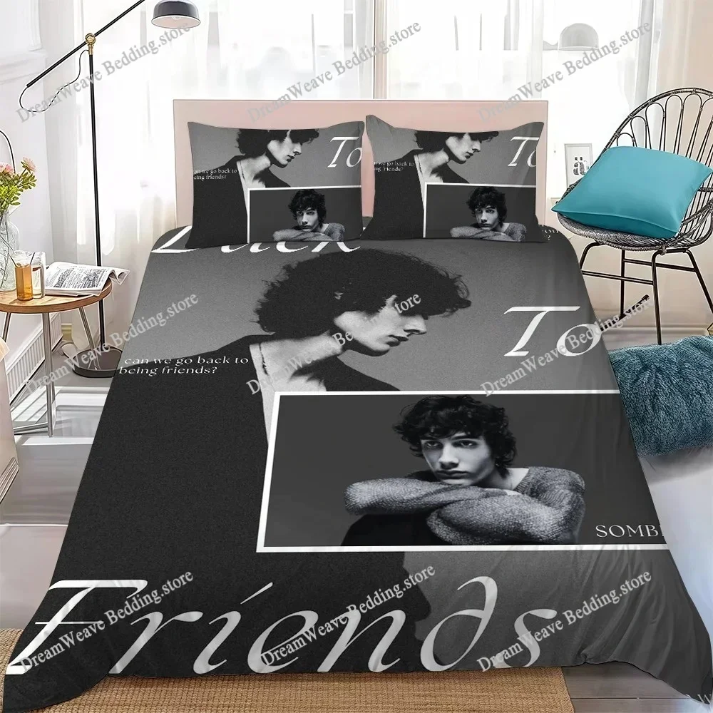 S-SOMBR Singer Duvet Cover Set Home Style Bedding Soft Laundry Cotton Bed Student Dormitory GiftFQH