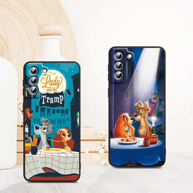 Disney Lady And The Tramp Phone Case For Samsung S24 S23 S22 S21 S20 FE S10 S10e S9 Ultra Plus Lite Black Soft Cover