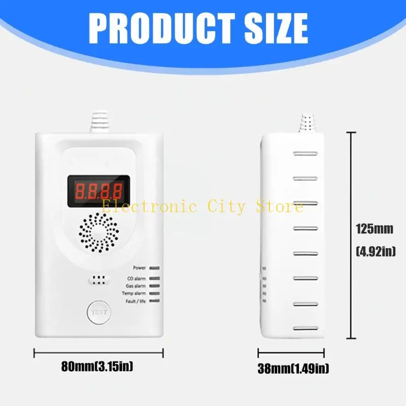 CO GAS DEPED TEATED TUYỆT VỜI Báo động rò rỉ dễ cháy với màn hình LCD Không có pin HU8D