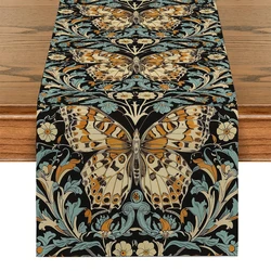 Butterfly Plants Flowers By William Morris Table Runner Kitchen Dining Table Decoration for Indoor Outdoor Home Table Runners