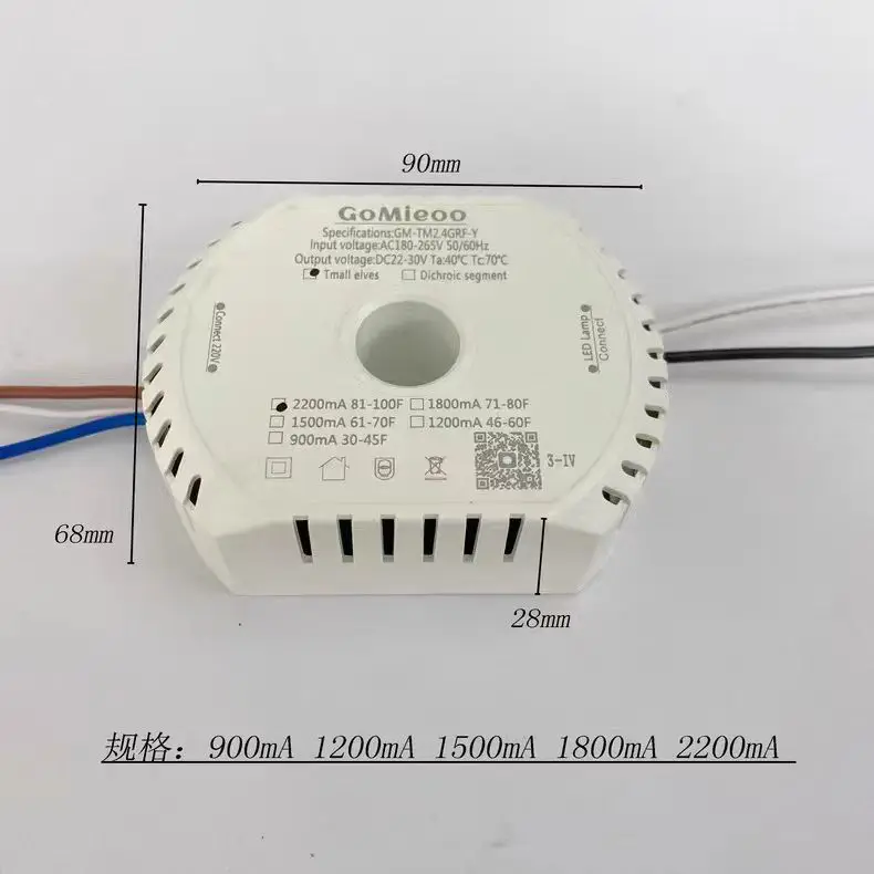 Imagem -04 - Tira Led Trabalho de Energia Inteligente App e Ajuste Remoto Cores Escurecimento 8c7bx2 2230v 120012000ma Gm-tm2.4grf-y