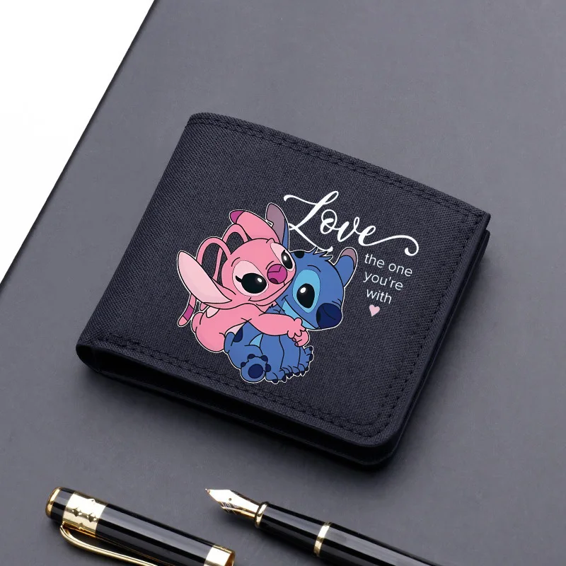  Lilo Stitch Men's Multifunctional Canvas Wallet Leisure Travel Short Style All Match Male Credit Card Holder Coin Purse