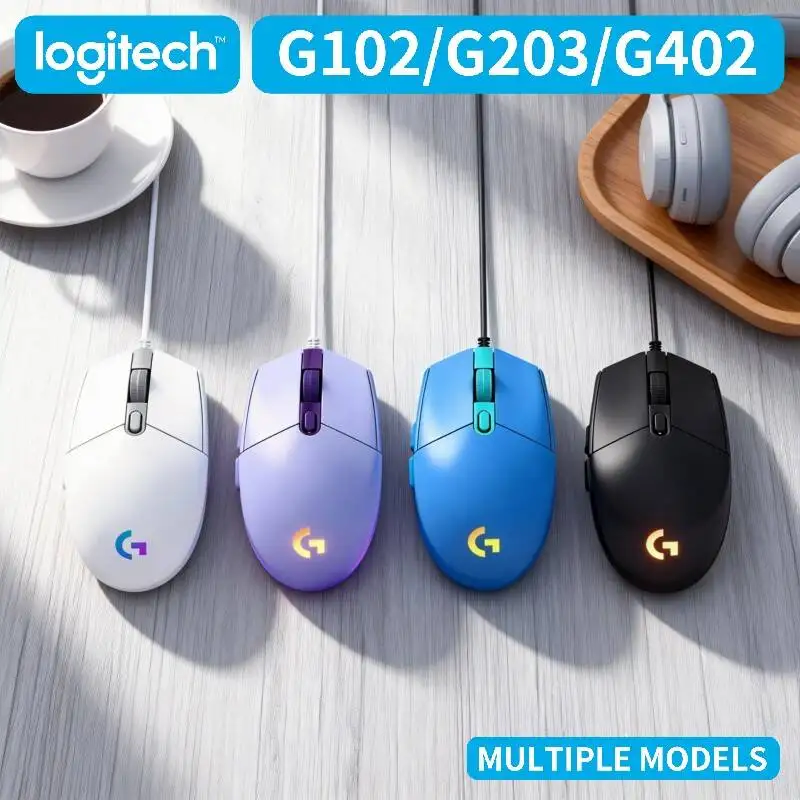 

Игровая мышь Logitech G102 G203 G402 проводная, с RGB-подсветкой, быстрым откликом, идеально подходит для FPS и многопользовательских игр