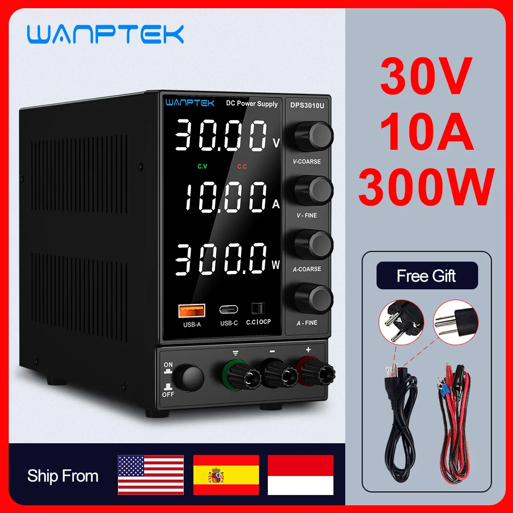 Wanptek Verstelbare DC Voeding 30V 10A LED Lab Bench Stroombron Gestabiliseerde Schakelaar Voeding Spanningsregelaar 60V 5A