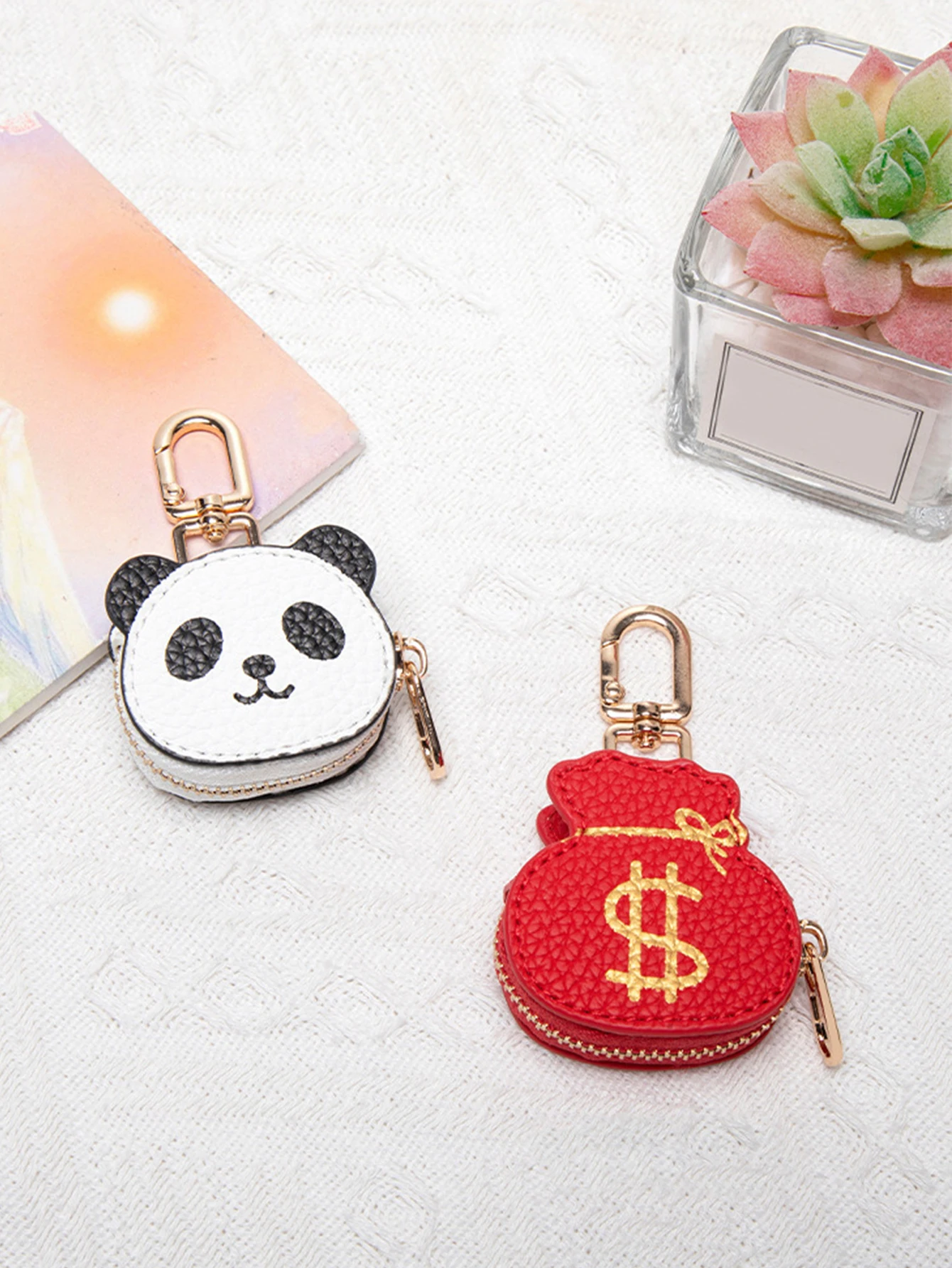 Cartoon Panda With Lucky Bag Keychain Mini Wallet Portable Coin Purse