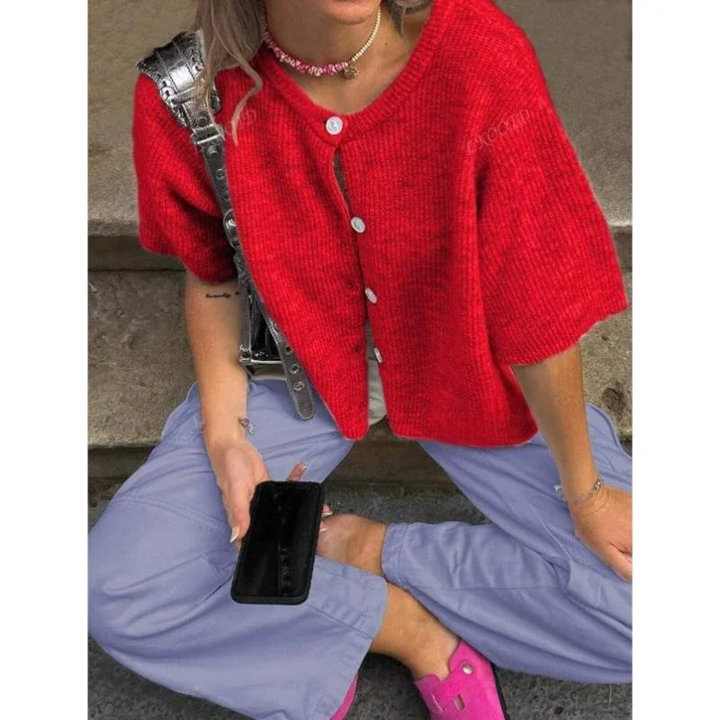 

New Women's Casual Color ort Sve Knitted Open Cardigan Comfortable Coolmax Fiber Ciwalk Ne Nine Points Sl...