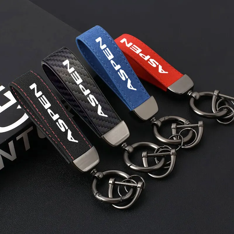 Fashion Leather Car Key Ring New Classic Vintage suede Leather Keychain Men Women Personality For Chrysler ASPEN Car Accessories