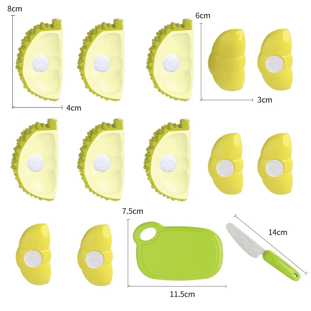 Giocattoli da taglio per frutta fai-da-te Fai finta di giocare a frutta e verdura da cucina Casa da gioco pelabile Durian altamente simulata con coltello Natale