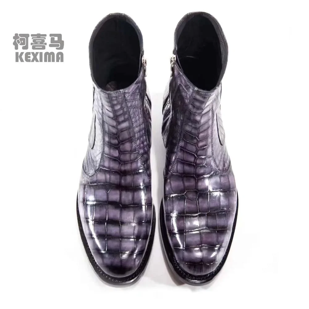 chue new arrival men crocodile leather boots male boots color rubbing leather sole men boots fashion wedding shoes male shoes