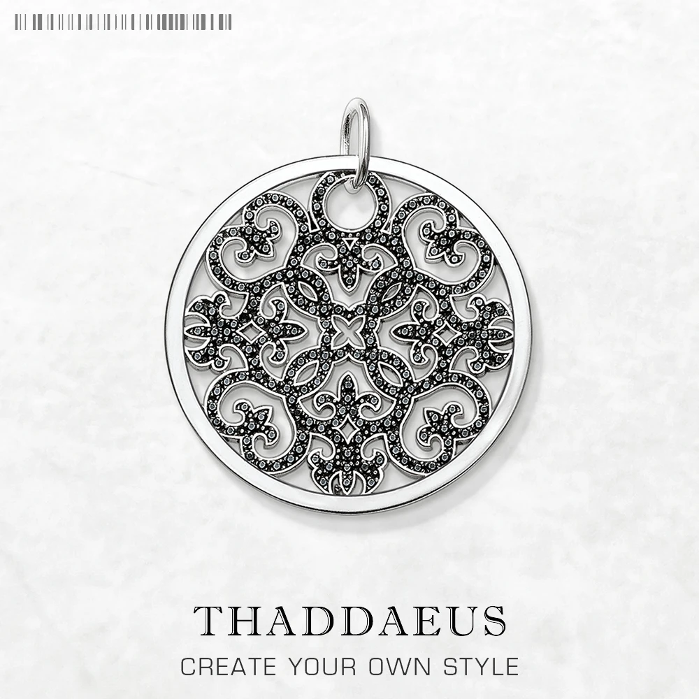 Wisiorek Arabesque Disc Ornament Pave Brand New Fashion 925 Sterling Silver Vintage Jewelry Europe Prezent dla kobiet