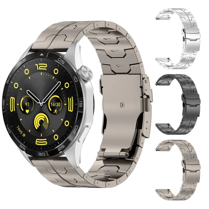 

22mm Titanium Band For Huawei Watch 3Pro GT3/GT4 46mm No Gaps Link Strap For Samsung Galaxy Watch 3 45mm Business Bracelet Cover