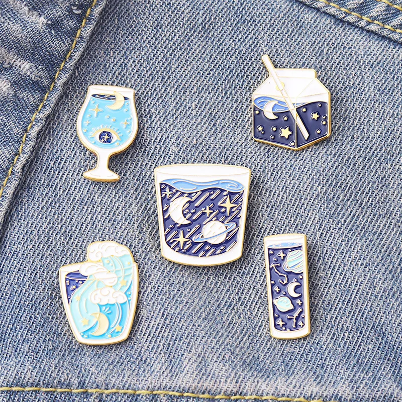 Pearl Milk Tea Brooch Bear Starry Sky Map Drink Cream Ice Cream Coffee Cat Alloy Brooch Accessories Drip Enamel Badge Lapel Pins