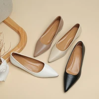New Pointed Toe Shallow Mouth Square Heel Small Leather Shoes Women's Elegant Fashion High Heels Dress Shoes Zapatos Mujer - Image 5