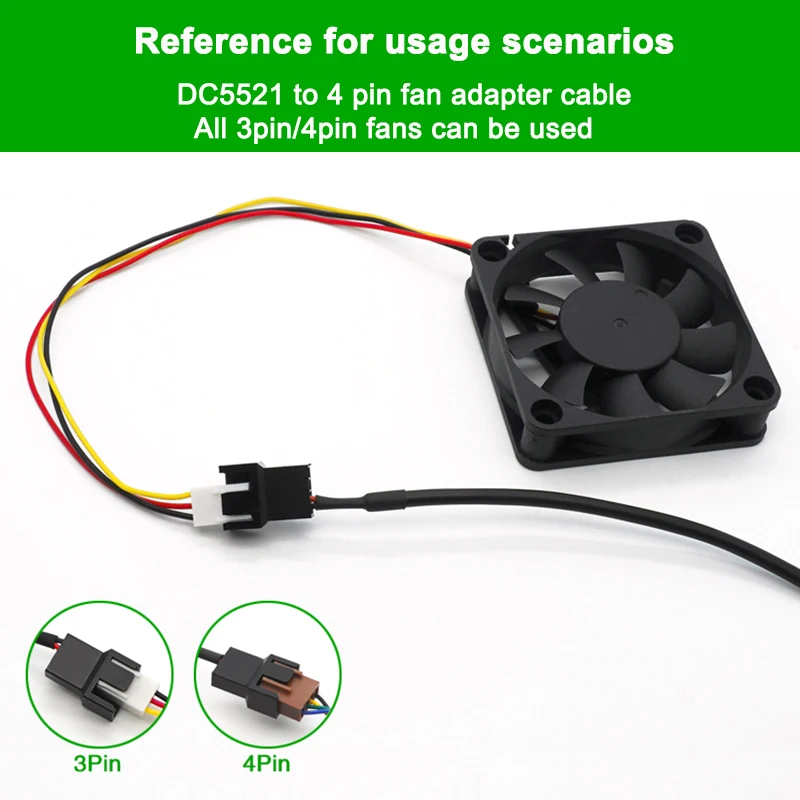 1pcs DC 5.5*2.1 mm Female 1 To 1 /2 /3 /4 Ways Splitter 12V 4Pin PWM Fan Adapter Power Supply Connector Cable Black