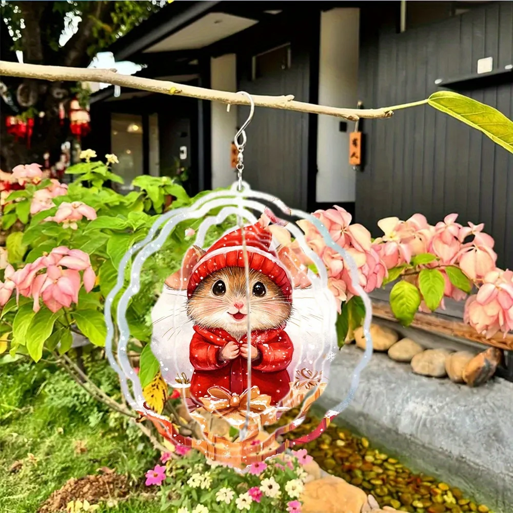 Beautiful  Christmas Wind Chime, Metal 3D Spinning Wind Chime with 360° Swivel Hook, Creates a Strong Dynamic Artistic Effect