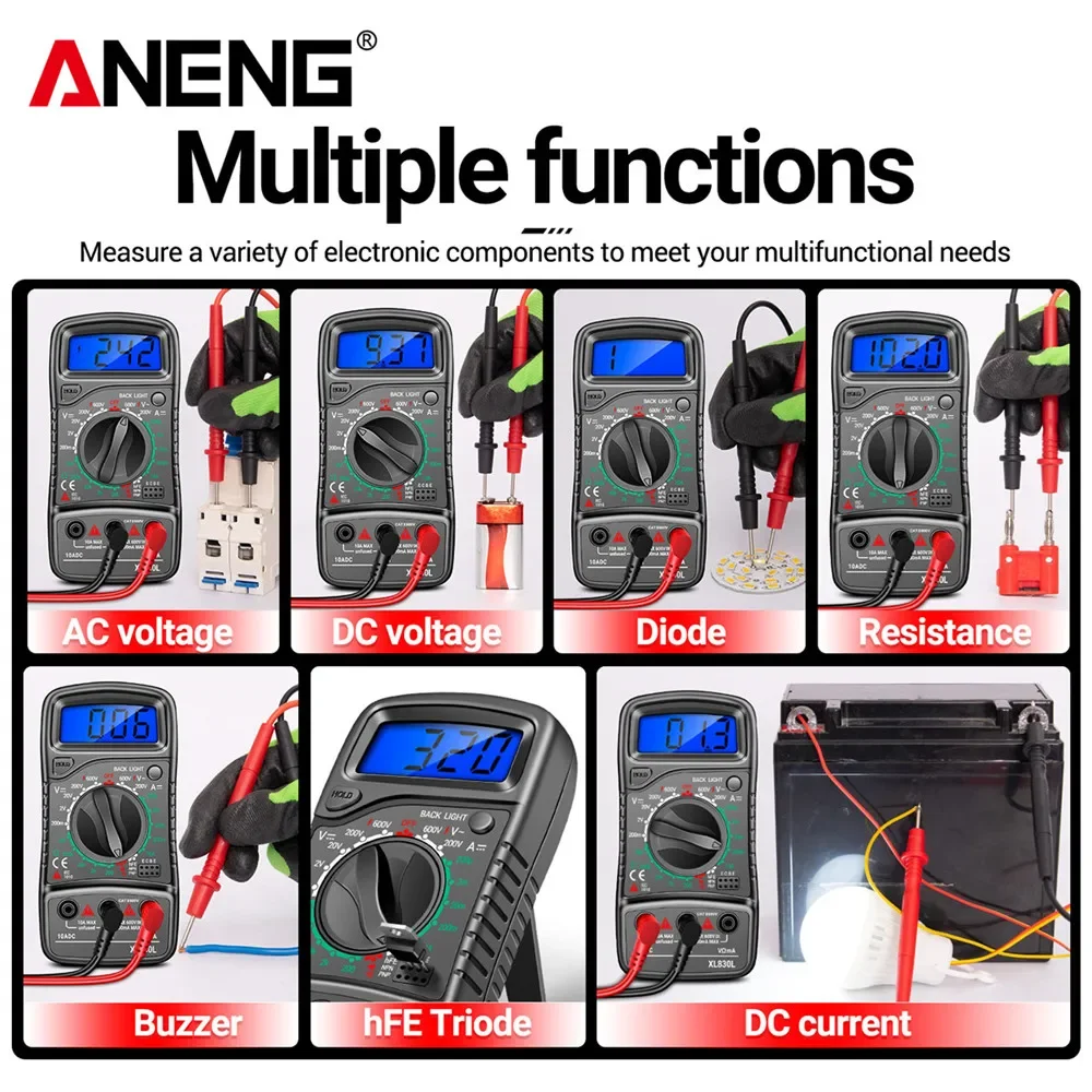 ANENG XL830L Digital Profissional Multimeter Electric LCD Voltmeter Ammeter AC DC Voltage Tester OHM Tester Electrician Tools