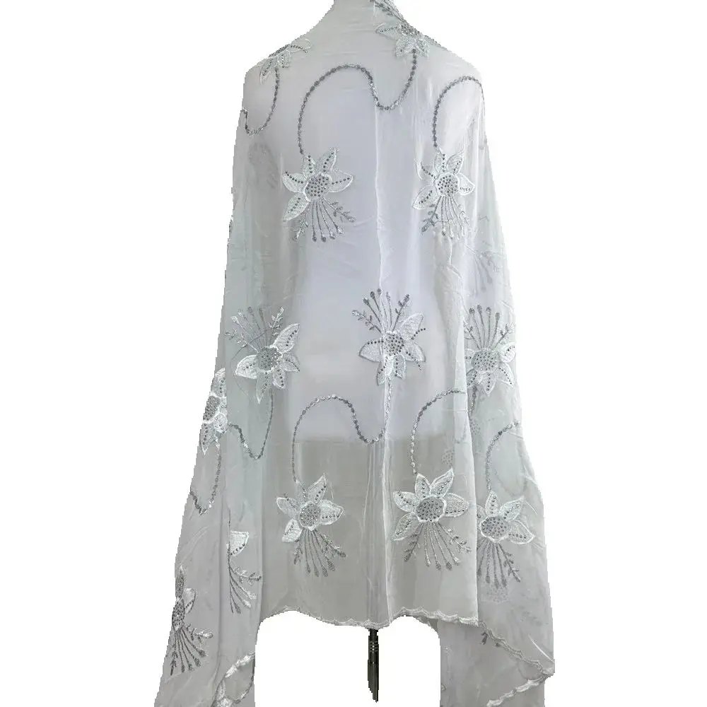 2025 New Dubai Scarf For Muslim Women African Chiffon Big Hijab Islam Hijab Pashmina Turban Headscarf Embroidery Shawls