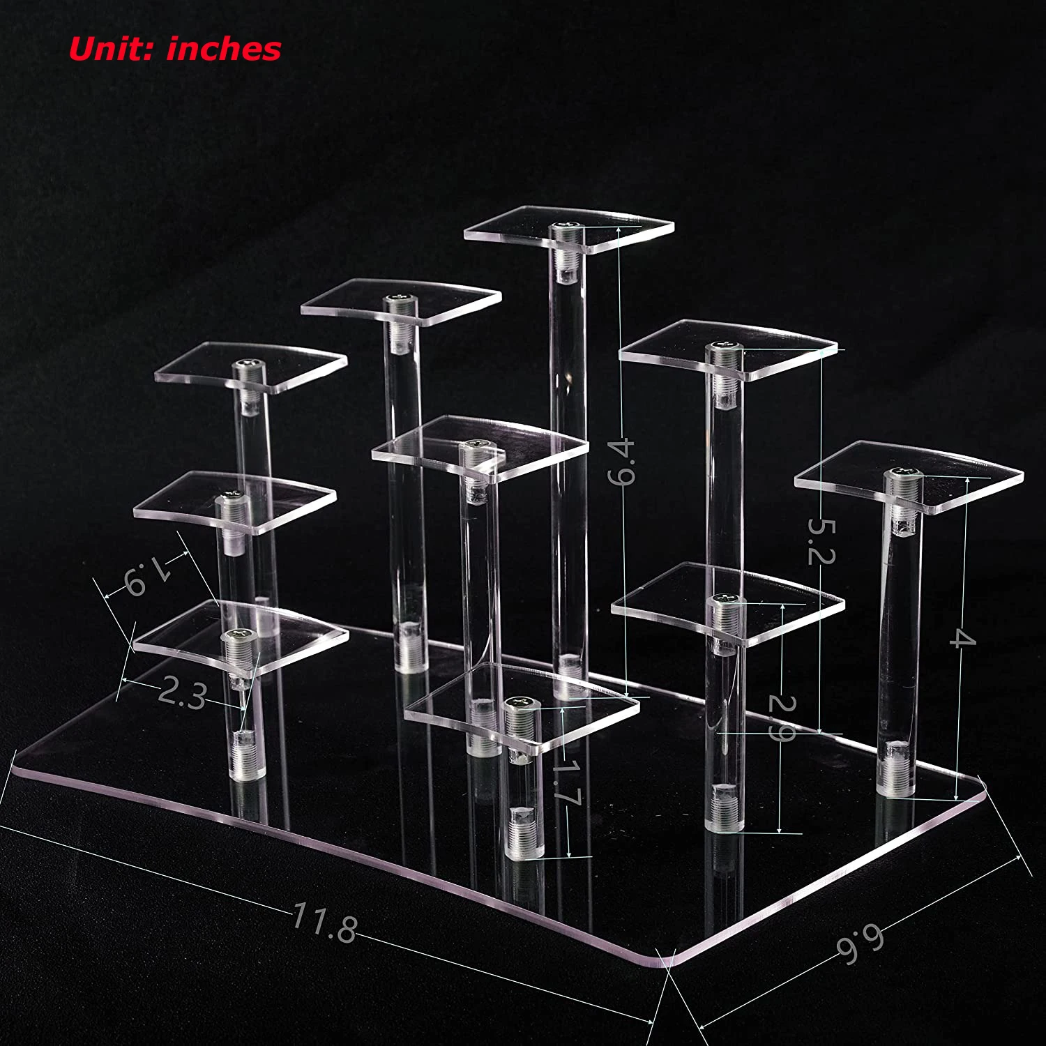 10 Tier Acrylic Display Stand for Naruto Pop Mart Figurine ,Cupcake Stand,BlindBox Storage Display Riser Clay Doll Storage Rack