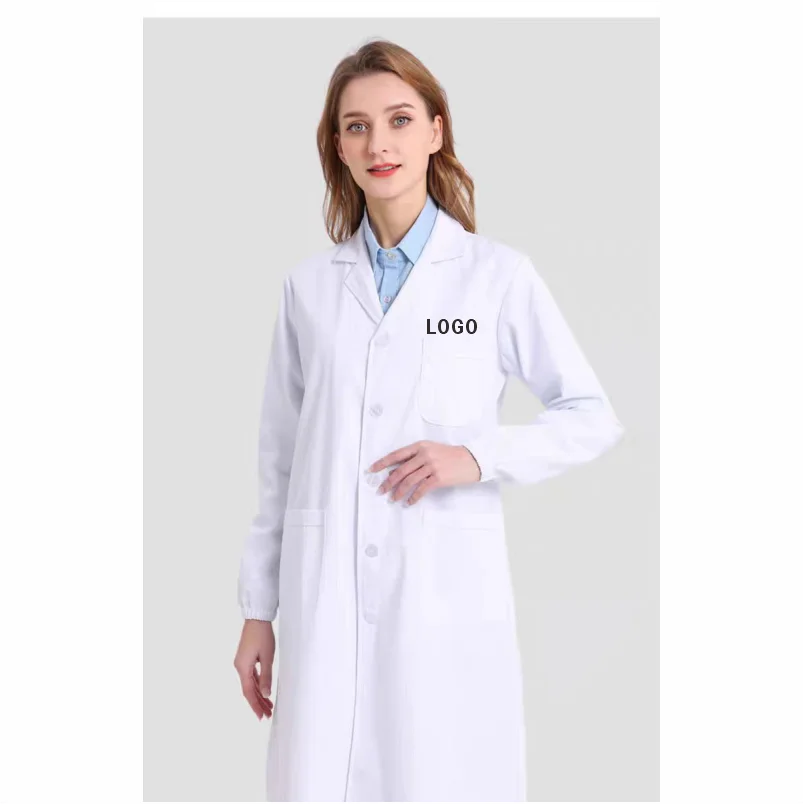 White Medical Coat Unisex Cotton Polyester Scientist Lab Coat Doctor Workwear Uniform Food Coat Laboratory Coat Men Coat