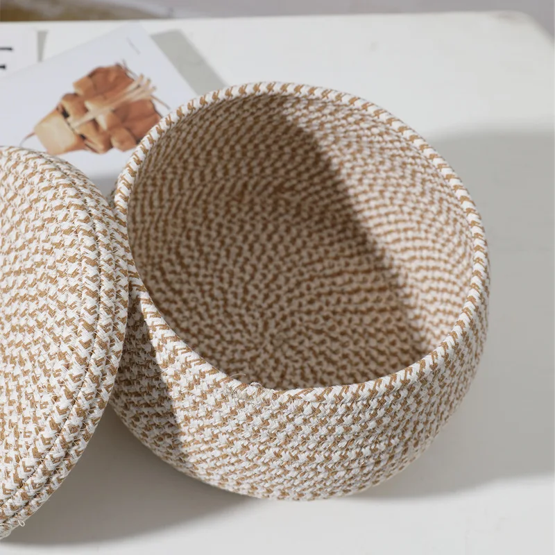 Circular Storage Basket Cotton Rope Cover Storage Box Snack Basket Egg Basket Miscellaneous Basket Storage