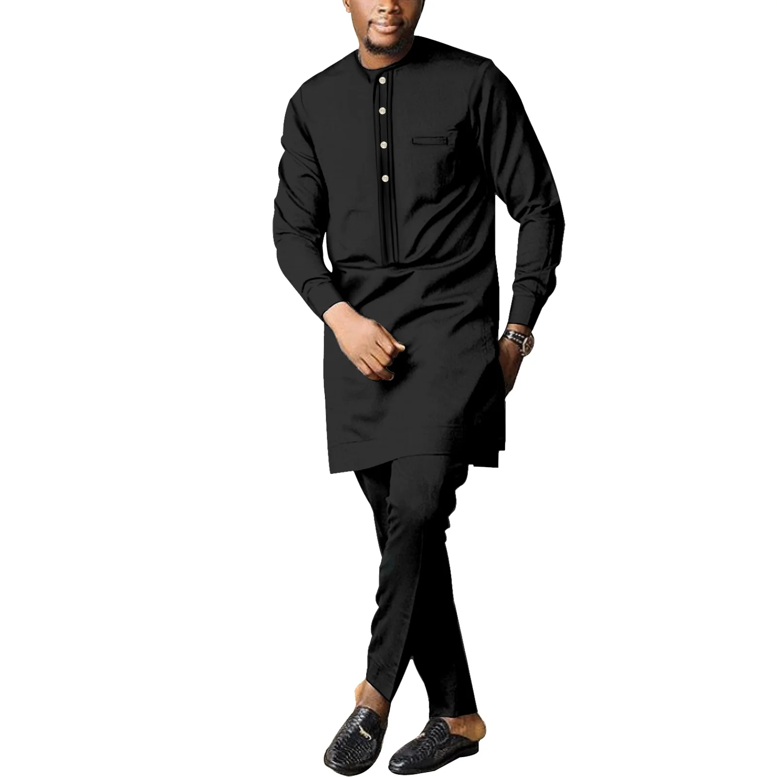 

African Clothes for Men Long Sleeve Designer Tradition Casual Dashiki Men Top Shirts and Pants Sets