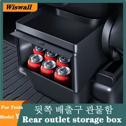 For Tesla Model Y 2020-2023 Storage Bin Box Organizer with Cover, Washable 2nd Row Middle Air Outlet Storage Box Trash Can