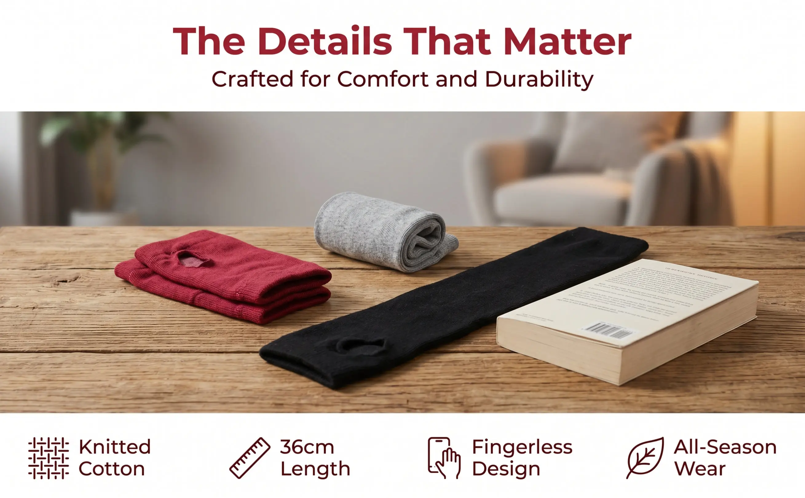 3Pairs Thin Knitted Fingerless Gloves Long Cotton Arm Sleeves Thumb Hole Warmers Women Spring Autumn Outdoor