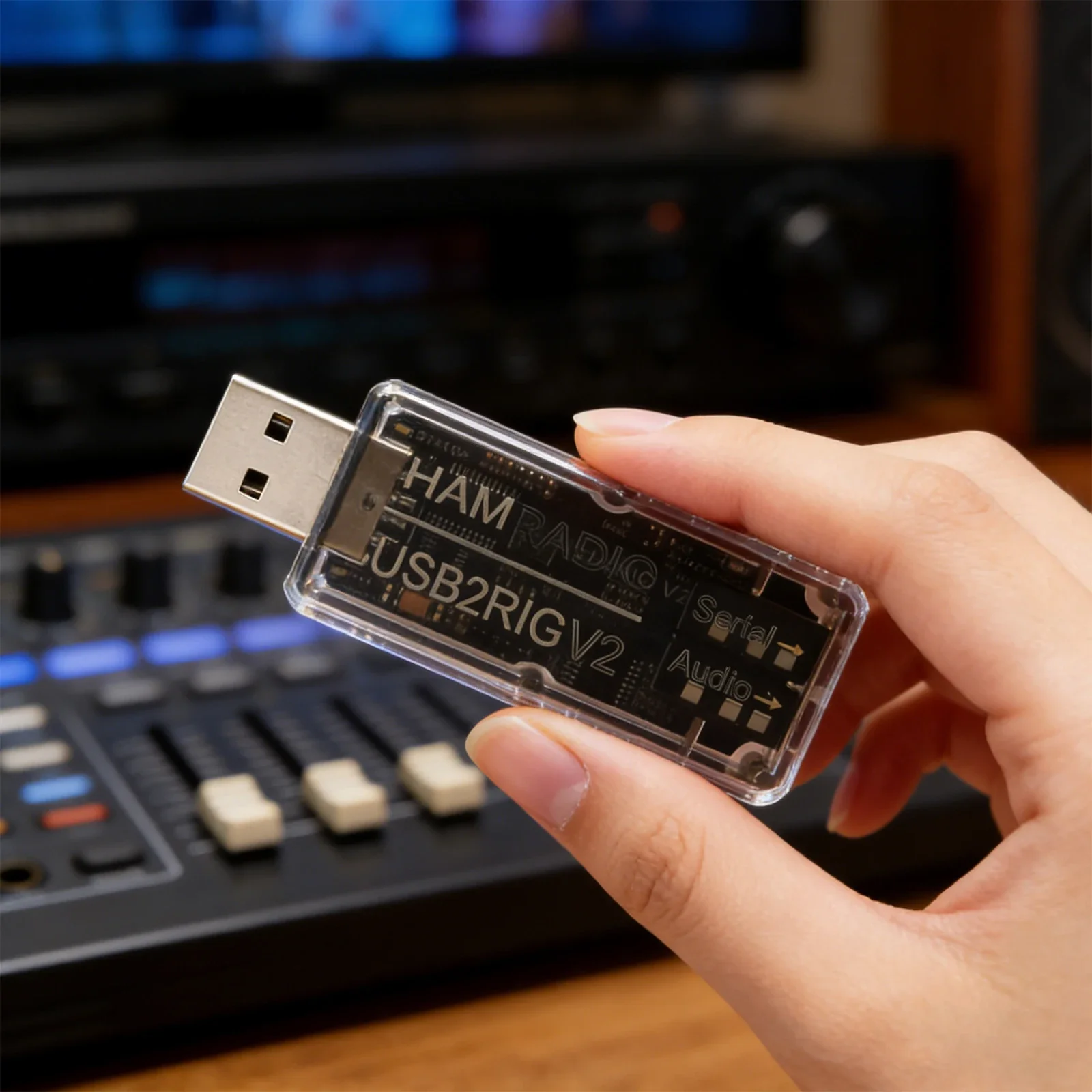 Adaptador de Sonido para Radio USB2RIG V2, Compatible con Control PTT, Conector de Tarjeta de Sonido USB Profesional para Radios Comerciales KENWOOD, YAESU, ICOM