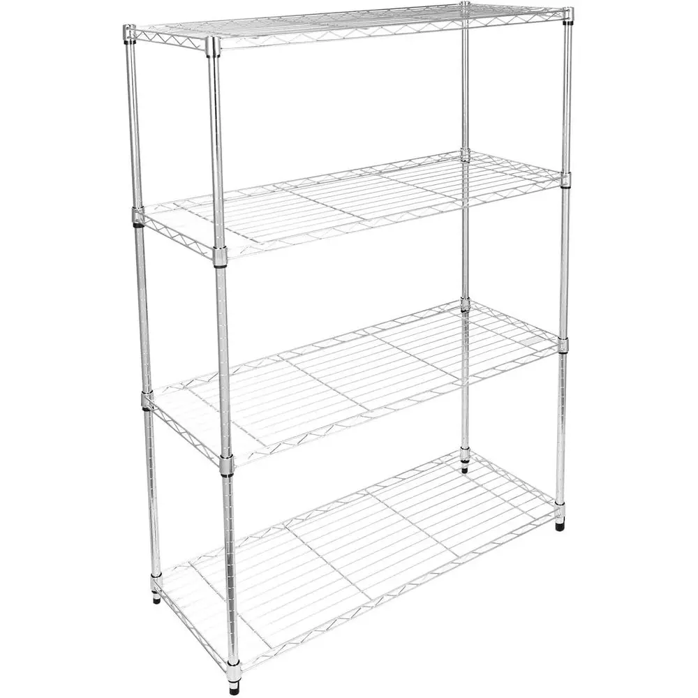 

Heavy-Duty 4-Shelf Storage Rack, 35.83W x 13.98D x 55.91H, Holds 1000 lbs, Chrome Finish
