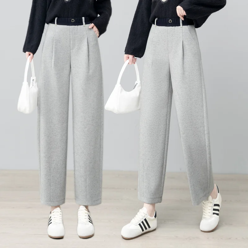 

Acetate Wool Loose Harem Pants for Women Soft Skin-Friendly Banana Pants Slimming Casual Pants