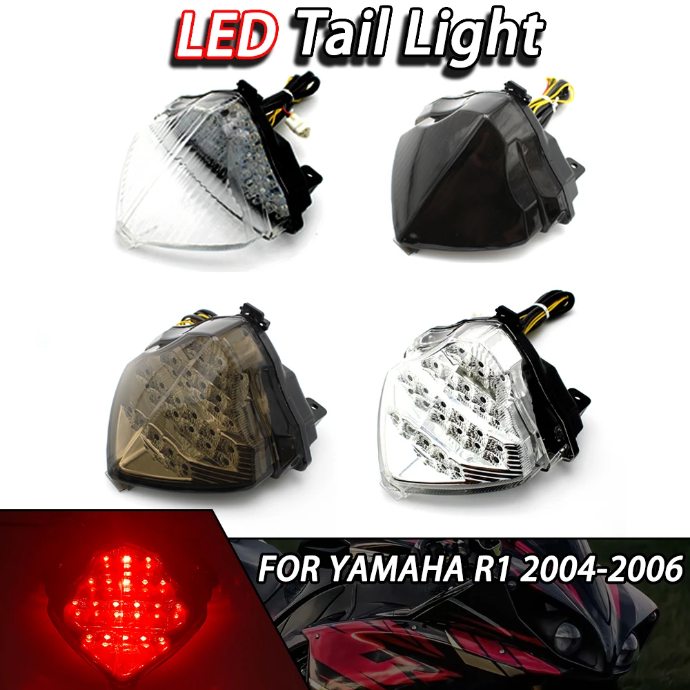 

Motorcycle Smoke LED Rear Turn Signal Tail Stop Light Lamp Integrated For Yamaha YZF R1 2004 2005 2006 YZF-R1 YZF1000 04 05 06