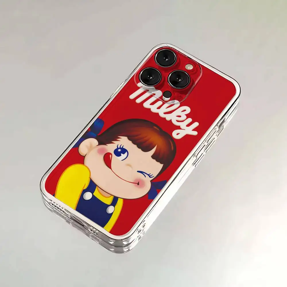 Fujiya Milky Peko-Chan Handyhülle für iPhone 6,16,15,14,13,12,11,17 Pro,Max,Plus,X,XS,XR,SE,Mini Transparente Softcover