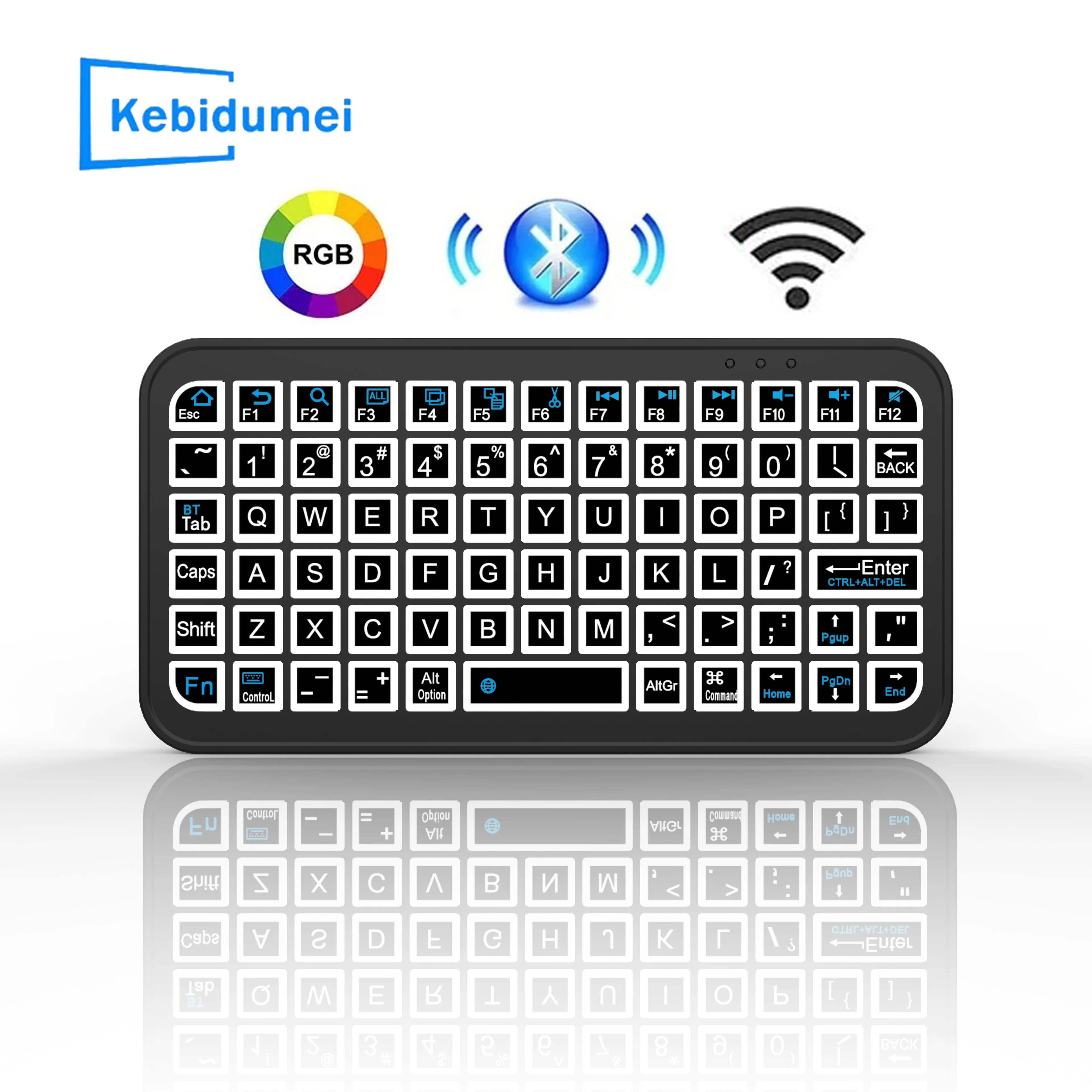 Bluetooth 5.2 Mini Wireless Keyboard 5inch Keycups 7 Color Backlit Keyboard English Rechargeable Keyboard for PC Android TV Box