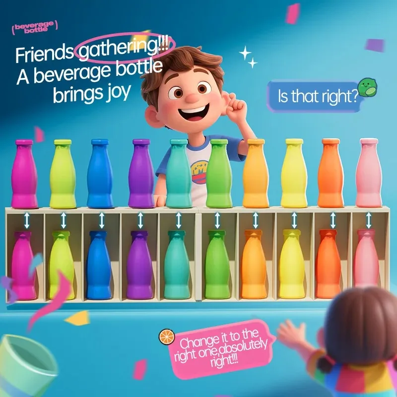 Bebidas engraçadas combinar cor classificação brinquedo jogo de treinamento de memória pai-filho jogo de tabuleiro interativo quebra-cabeça brinquedos para crianças presente