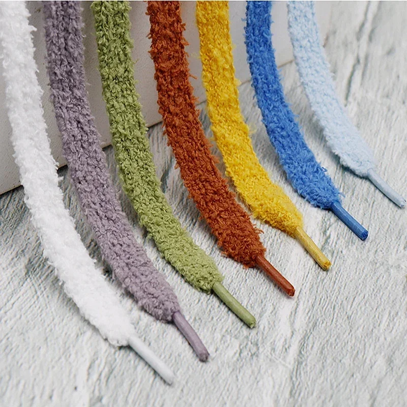 

1.5CM Width Flat Shoelace Fluffy Shoelaces Plush Rope Shoe Laces for Shoes Casual Sneakers 100/120/140/160CM Shoe Accessorie New