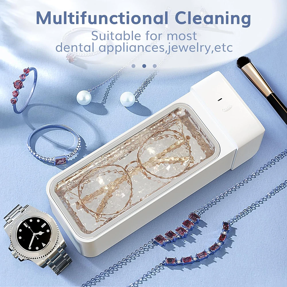 

KUNPHY Ultrasonic Cleaner Bath 600ML 42kHz for Jewellry Watch Rings Glasses Manicure Nail Stones Cutters Razor Brush Cleaner kit