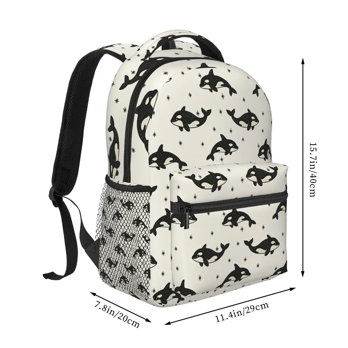 Killer Whale Orca Pattern Student Backpack School Bag Hiking Travel Daypack for Boys Girls Fashion Bookbag Shoulder Bags
