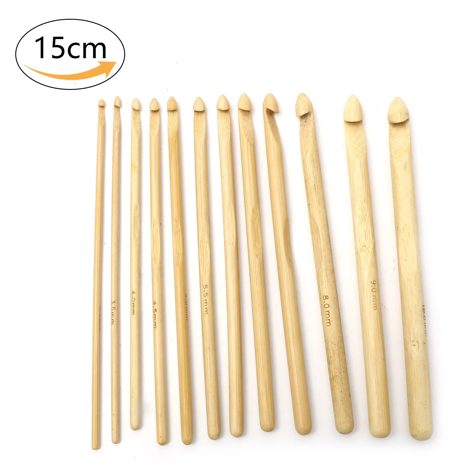 5-12PCs 3-10mm Bamboo Crochet Hooks Knitting Needles Weave DIY Craft Yarn Crochet Needles Knitting Sewing Tool 15cm long