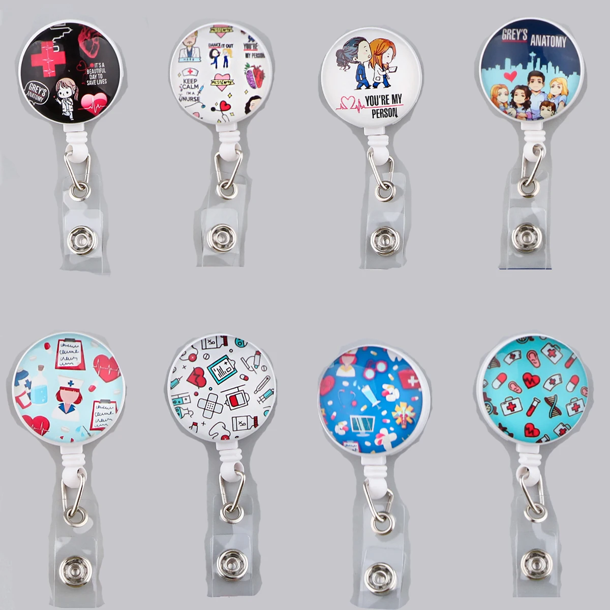 CB693 Grey's Anatomy Cartoon Pattern Retractable Nurse Badge Reel Holder Doctor Student ID Card Holder Exhibition Holder