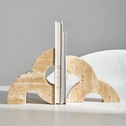 Travertine Bookends Stduy Room Desk Book Organizer School Stationery Office Bookshelves Book Holder Book Stand Home Decoration