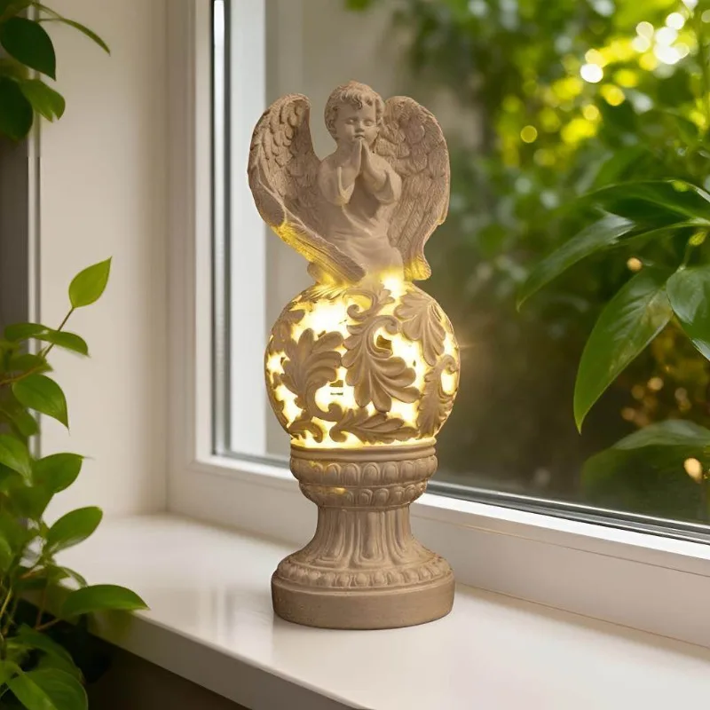 Garden advanced sense simulation spherical angel resin solar light crafts