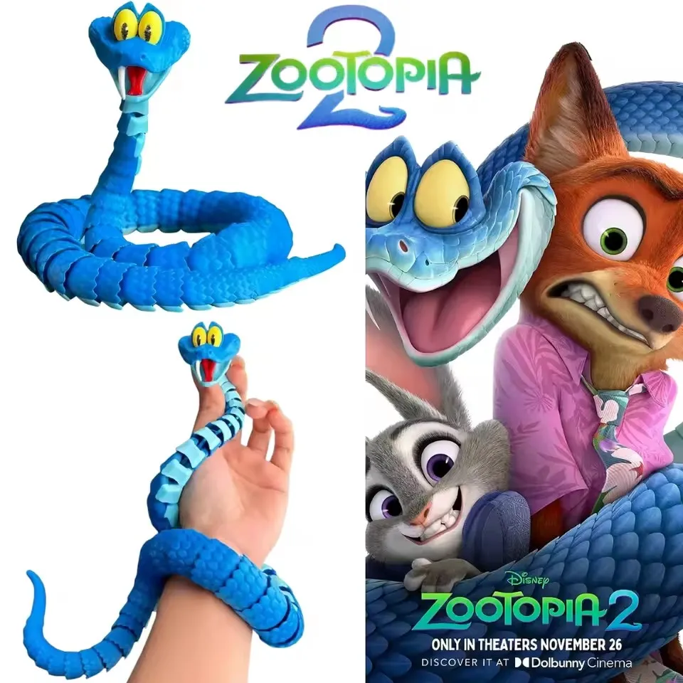 Jouets chauds Disney "Zootopia 2", serpent Gary de 68cm, jouet de Simulation articulée, modèle Gary serpent imprimé en 3d, cadeau pour enfants