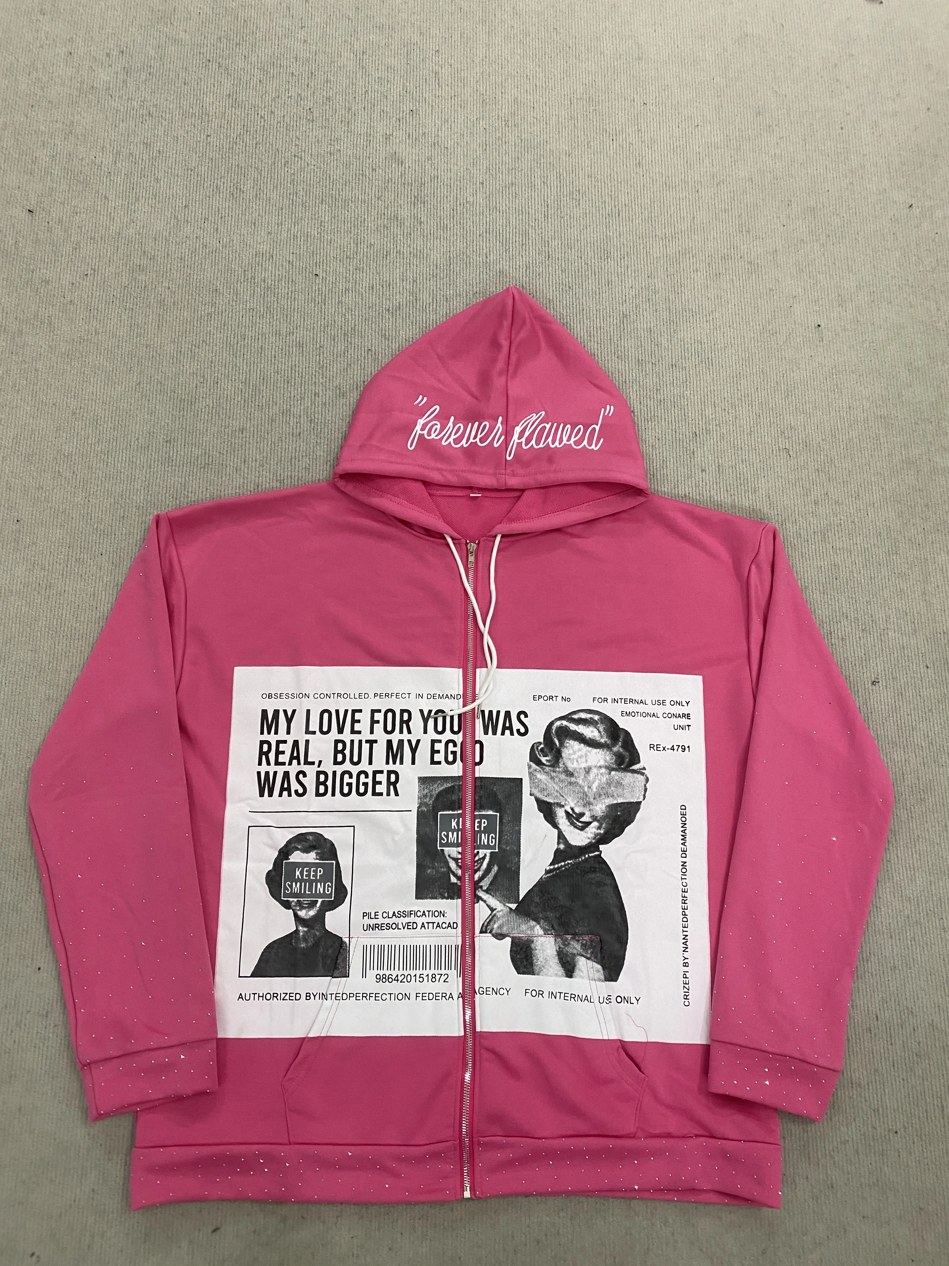 Autumn and Winter American Street Hip Hop Style Retro Design Sense Personality Cardigan Hooded Men's and Women's Sweater
