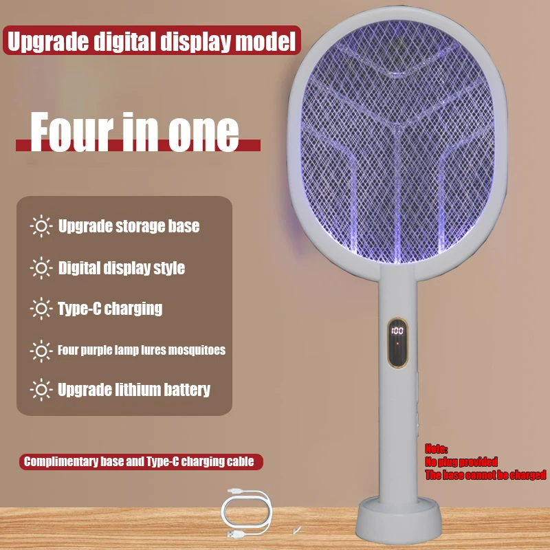 3 In 1 Elektrische Muggenmepper Muggenmoordenaar Lampmoordenaar Insectenmoordenaar 3000V Type-C Oplaadbare Muggenmoordenaar Vliegenmoordenaar