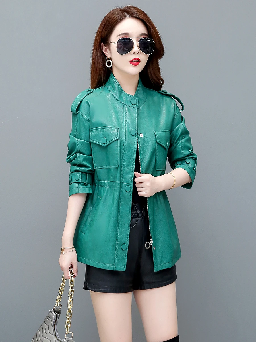 

Модная женская приталенная куртка из овчины, весенне-осеннее пальто из натуральной кожи Haifeng, корейский стиль