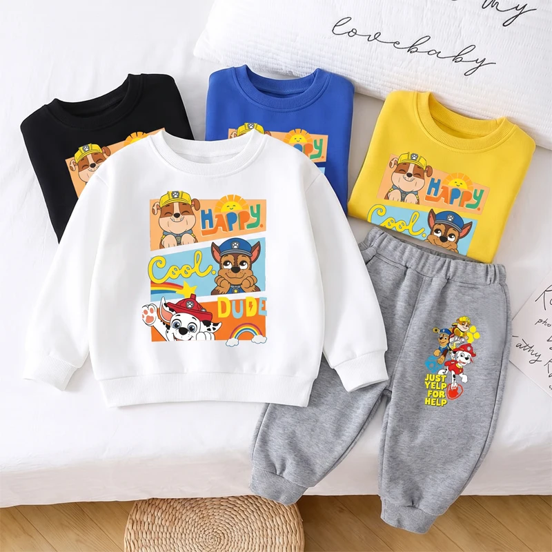 PAW Patrol Long Sleeved Pullover and Pants 2 Pcs Sets 2026 Baby Boys Autumn New Children's Sweatshirts Set Kids Casual Sweatsuit
