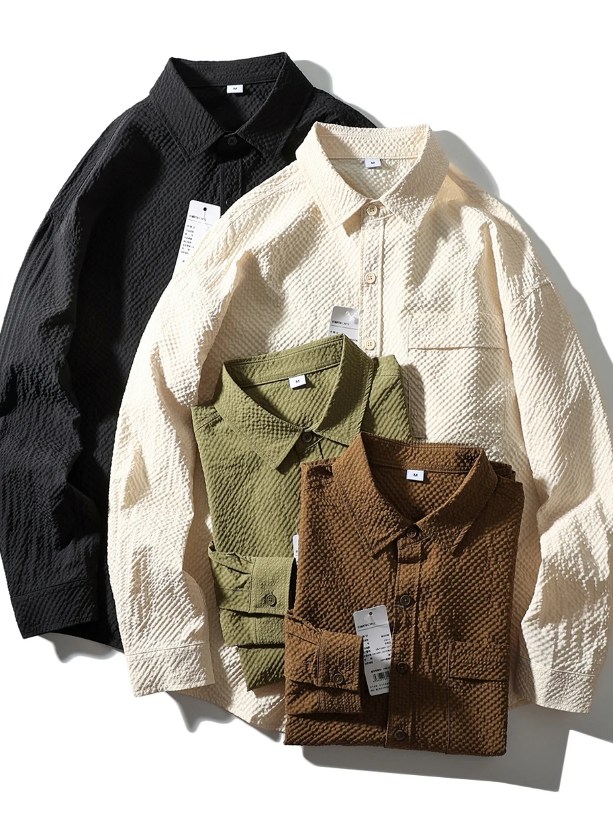 

Breathable Bubble irt for Men And Women Comfortable Long Sve Flip Collar Outerwear Stand Fit Autumn Casual Color