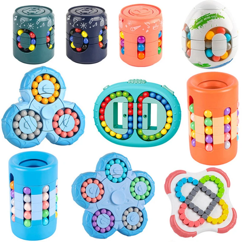 Montessori Rotating Magical Bean Cube Fingertip Toy Children Mind Brain Teaser Game Spinners Stress Relief Toys Boy Girl Gift