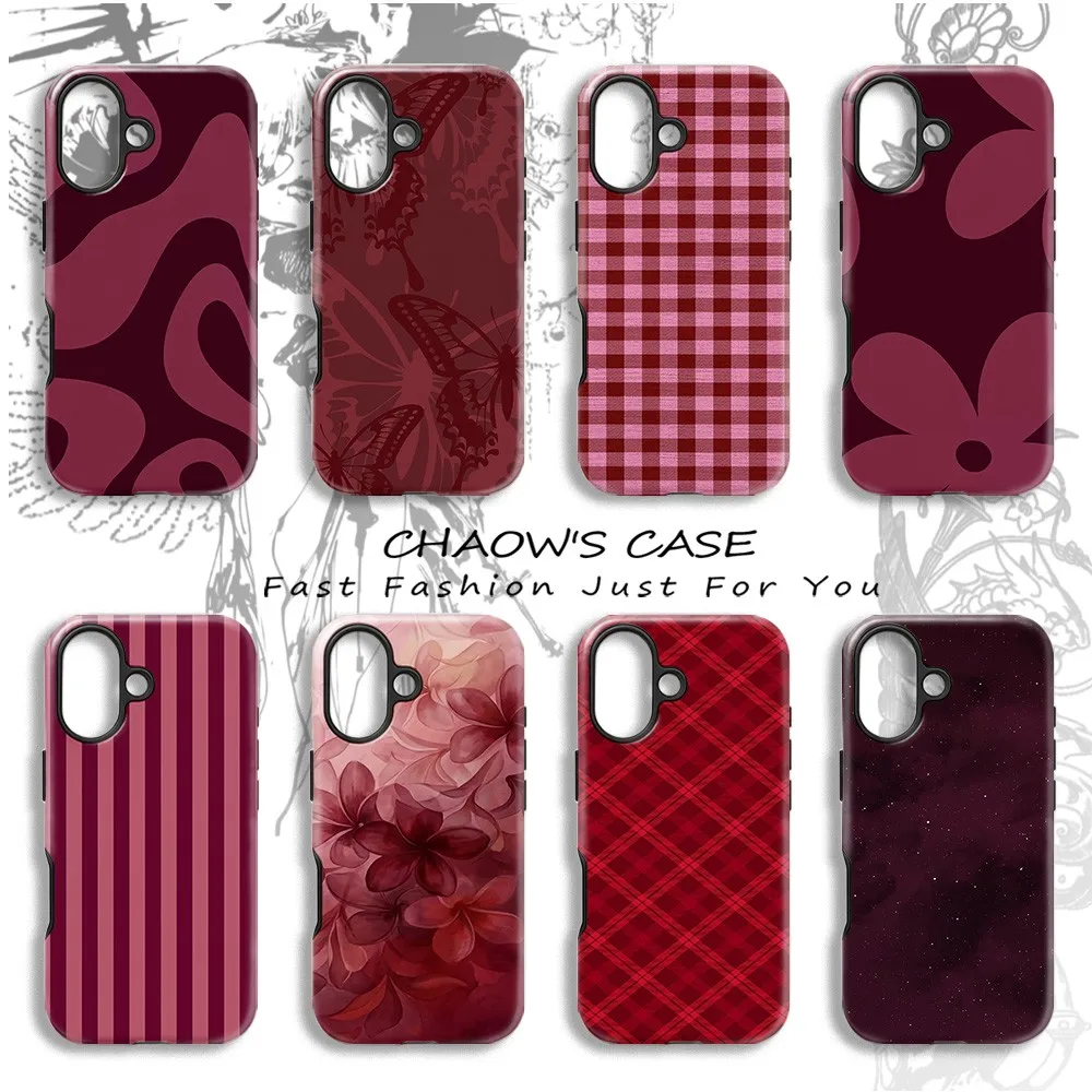 Red Wine Flower Phone Case for Samsung Galaxy S20 S23 S24 S25 S26 FE Plus Ultra Edge 4G 5G Luxury Double-layer Cover